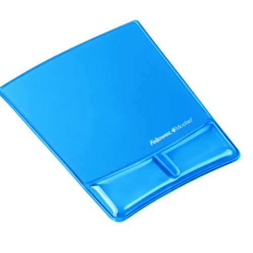 Fellowes Health-V Crystal Mouse Pad/Wrist Support Blue