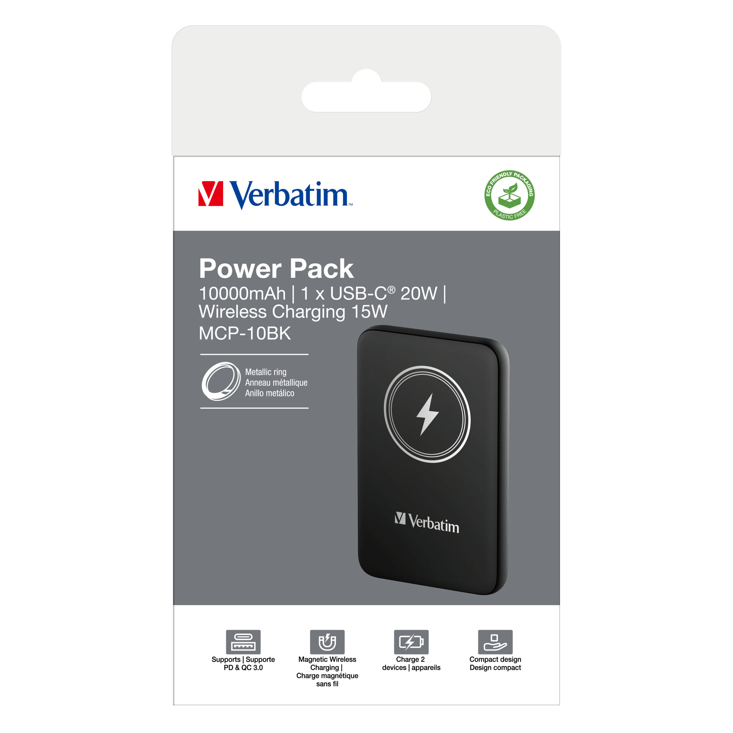 Verbatim Charge ´n´ Go Magnetic Wireless Power Bank 10000mAh Black