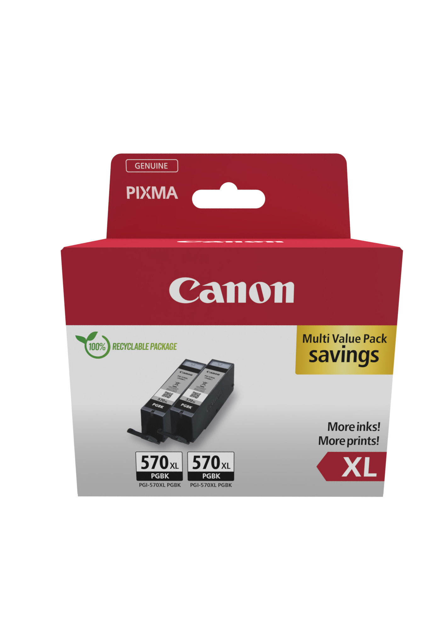Canon 0318C010/PGI-570PGBKXL Ink cartridge black high-capacity pigmented twin pack Blister with security, 2x1.000 pages ISO/IEC 24711 22ml Pack=2 for Canon Pixma MG 5750/7750