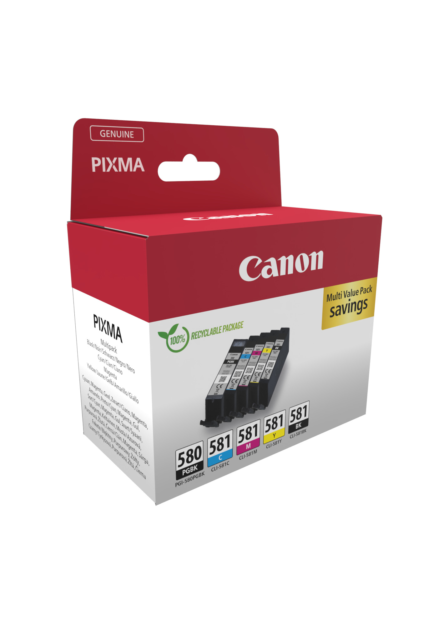 2032042b0405f89f055fa36f3ac2a7cd Canon 2078C007/PGI-580CLI-581 Ink cartridge multi pack 2x Bk + 1x C,M,Y 200/1505/256/237/257 Pg Pack=5 for Canon Pixma TS 6150/8150