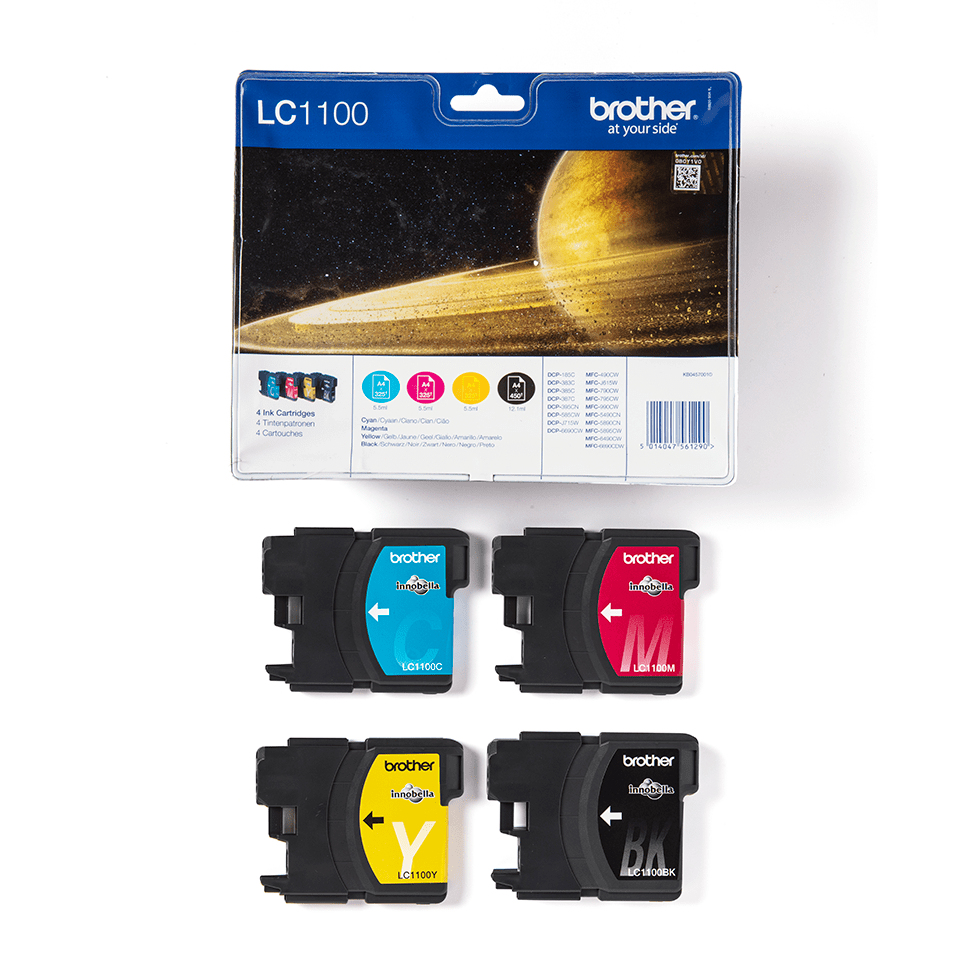 2046ff3c203be731ae1a68a4f8ef3a814b8ccffd Brother LC-1100VALBP Ink cartridge multi pack Bk,C,M,Y 450pg + 3x325pg, 9.5ml+3x7.5ml Pack=4 for Brother DCP 185 C/MFC 6490 C
