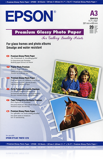 Epson C13S041315 High-glossy-photopaper 20 sheet DIN A3 255g/m² for InkJet