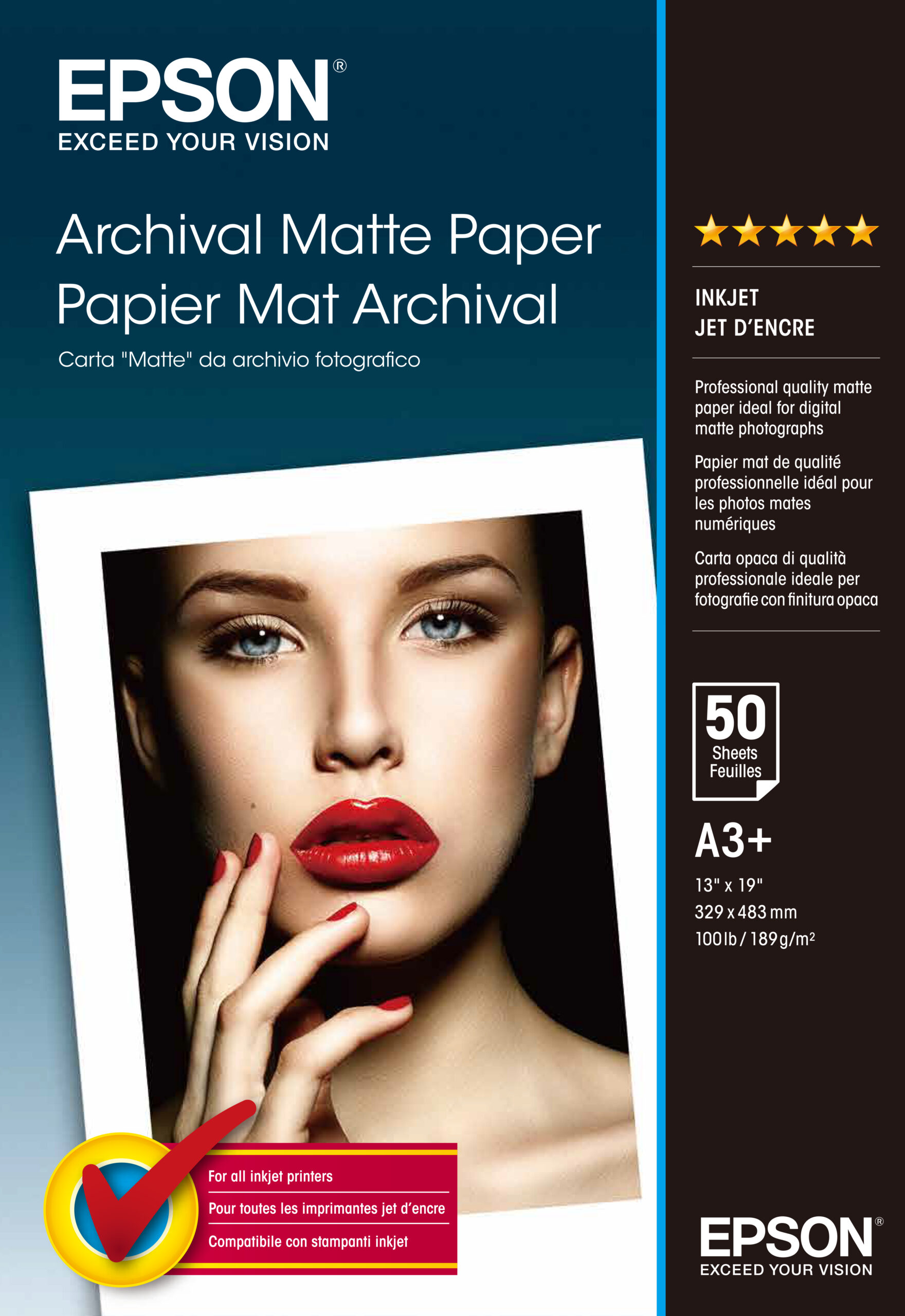 Epson C13S041340 Archival Matte Paper 50 sheet DIN A3+ 192g/m² 50/sheet for InkJet