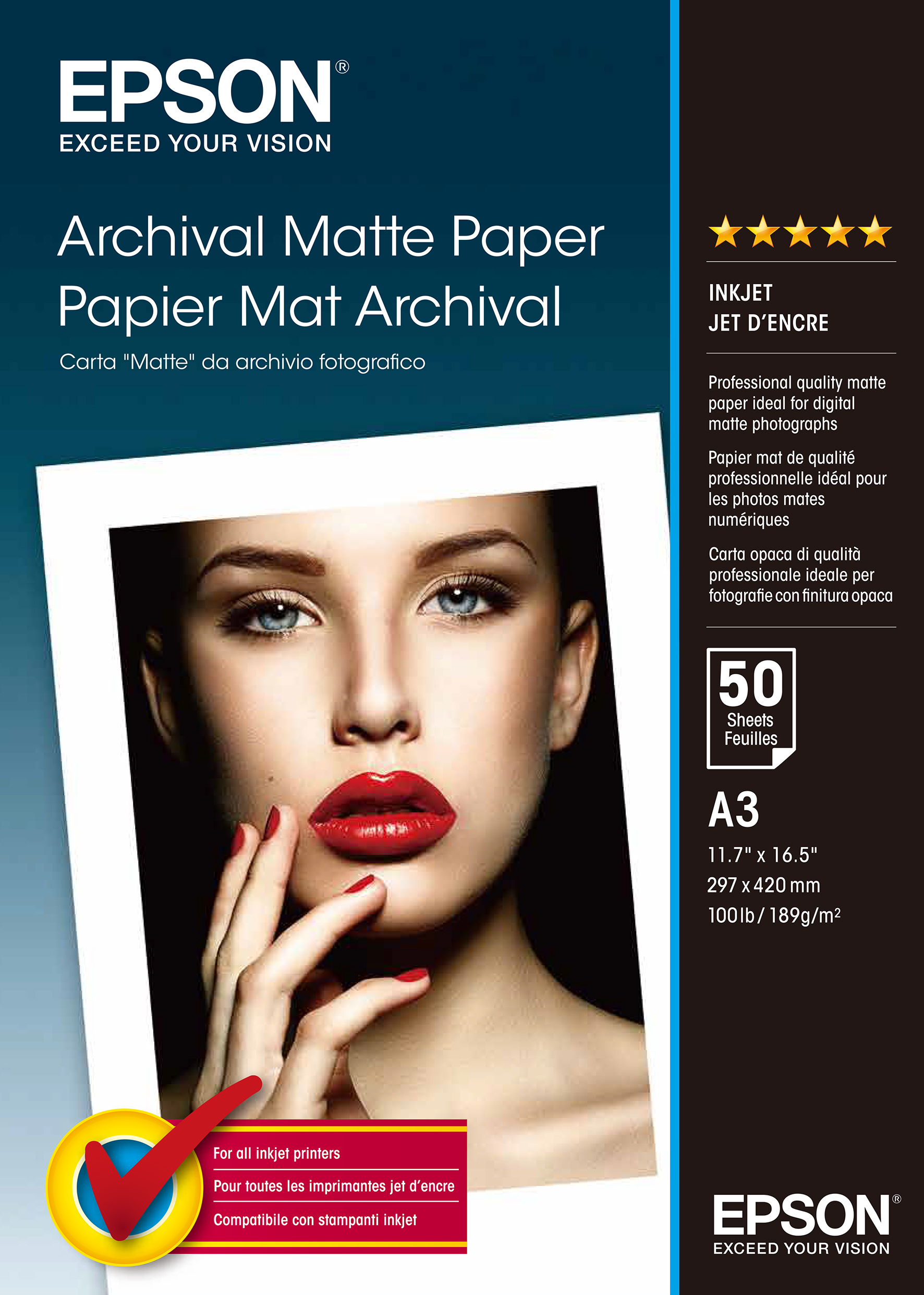 Epson C13S041344 Archival Matte Paper 50 sheet DIN A3 192g/m² for InkJet
