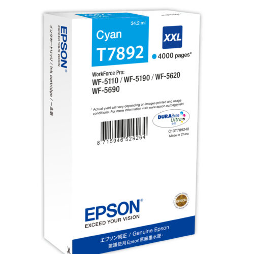 Epson C13T789240/T7892XXL Ink cartridge cyan extra High-Capacity XXL, 4.000 pages 34.2ml for Epson WF 5110