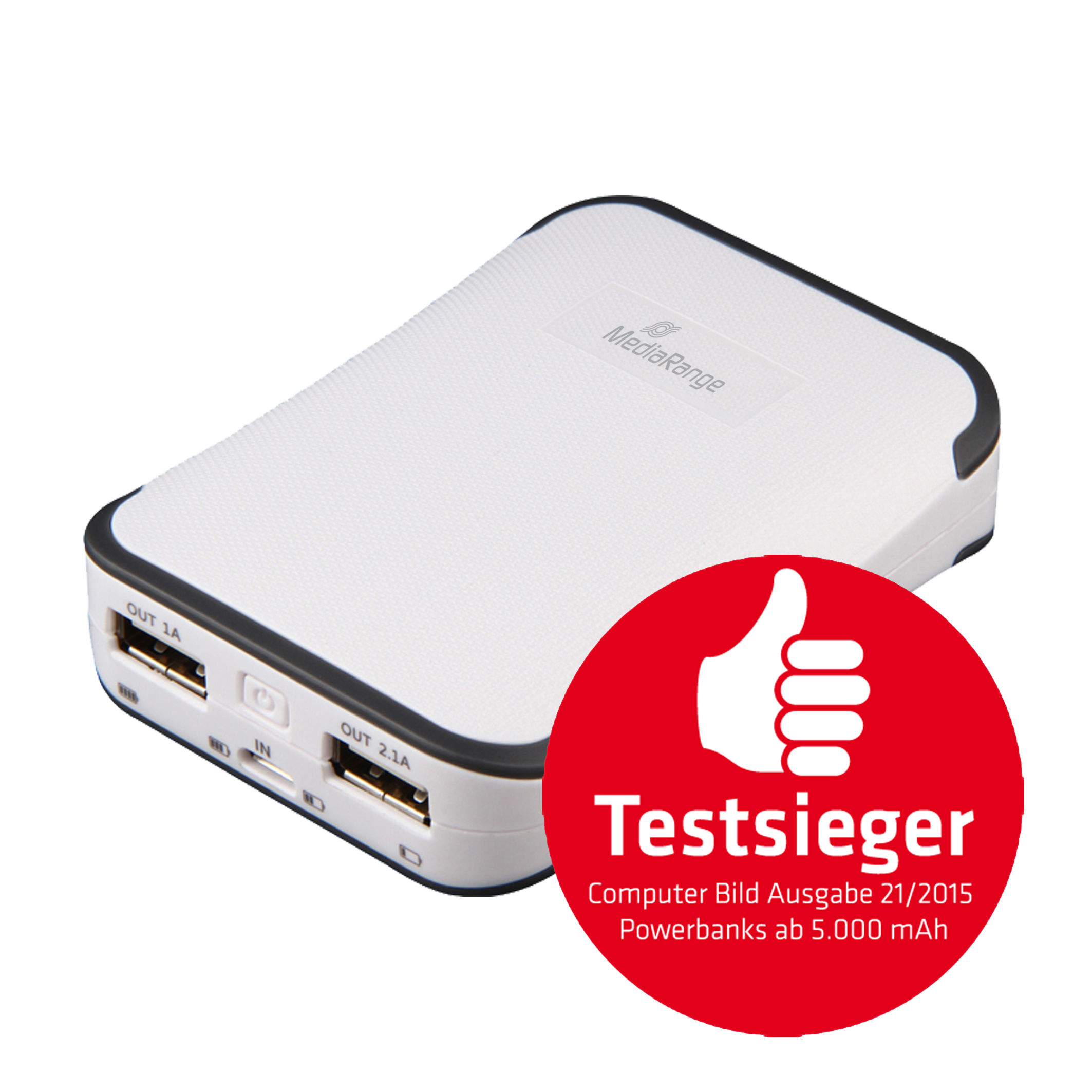 MediaRange MR742 power bank Lithium-Ion (Li-Ion) 6600 mAh Grey, White