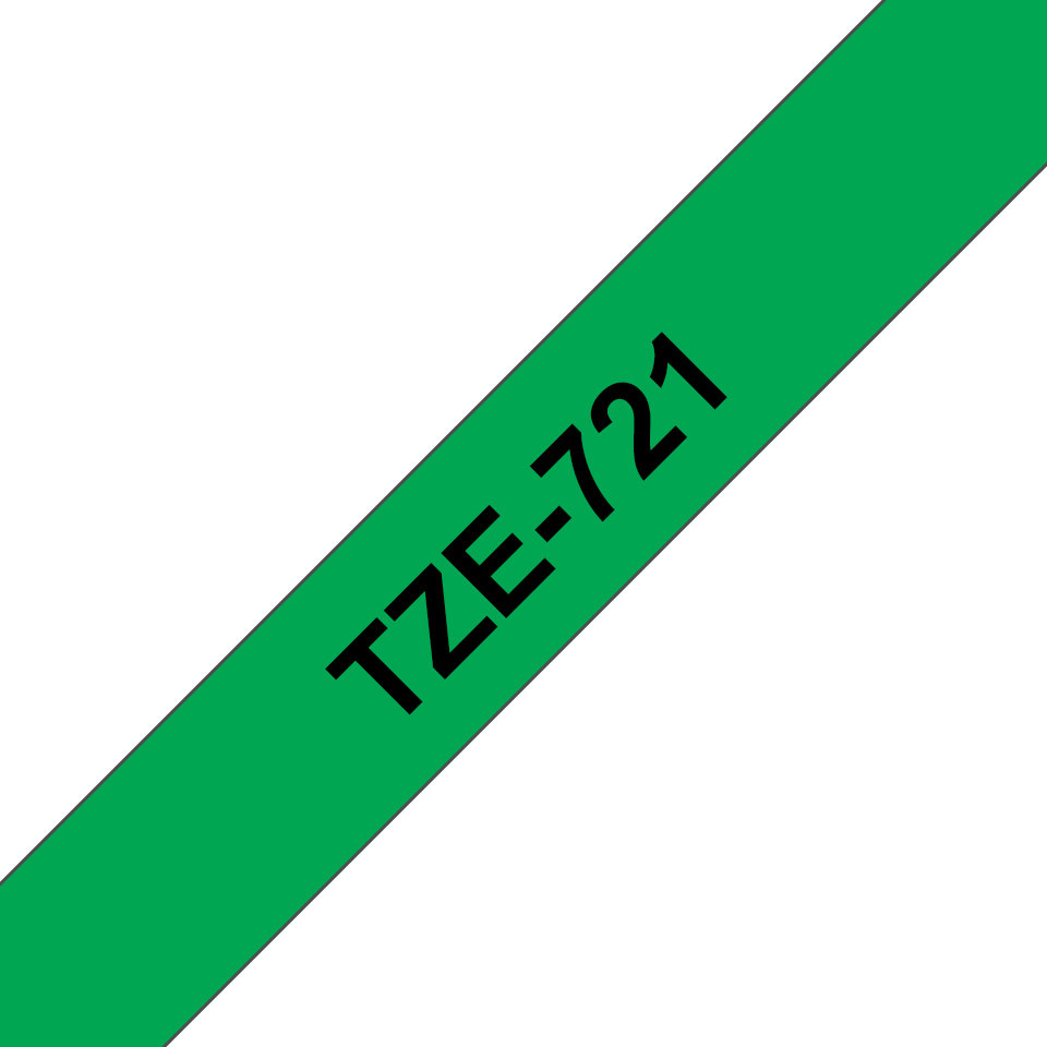 Brother TZE-721 DirectLabel black on green Laminat 9mm x 8m for Brother P-Touch TZ 3.5-18mm/6-12mm/6-18mm/6-24mm/6-36mm