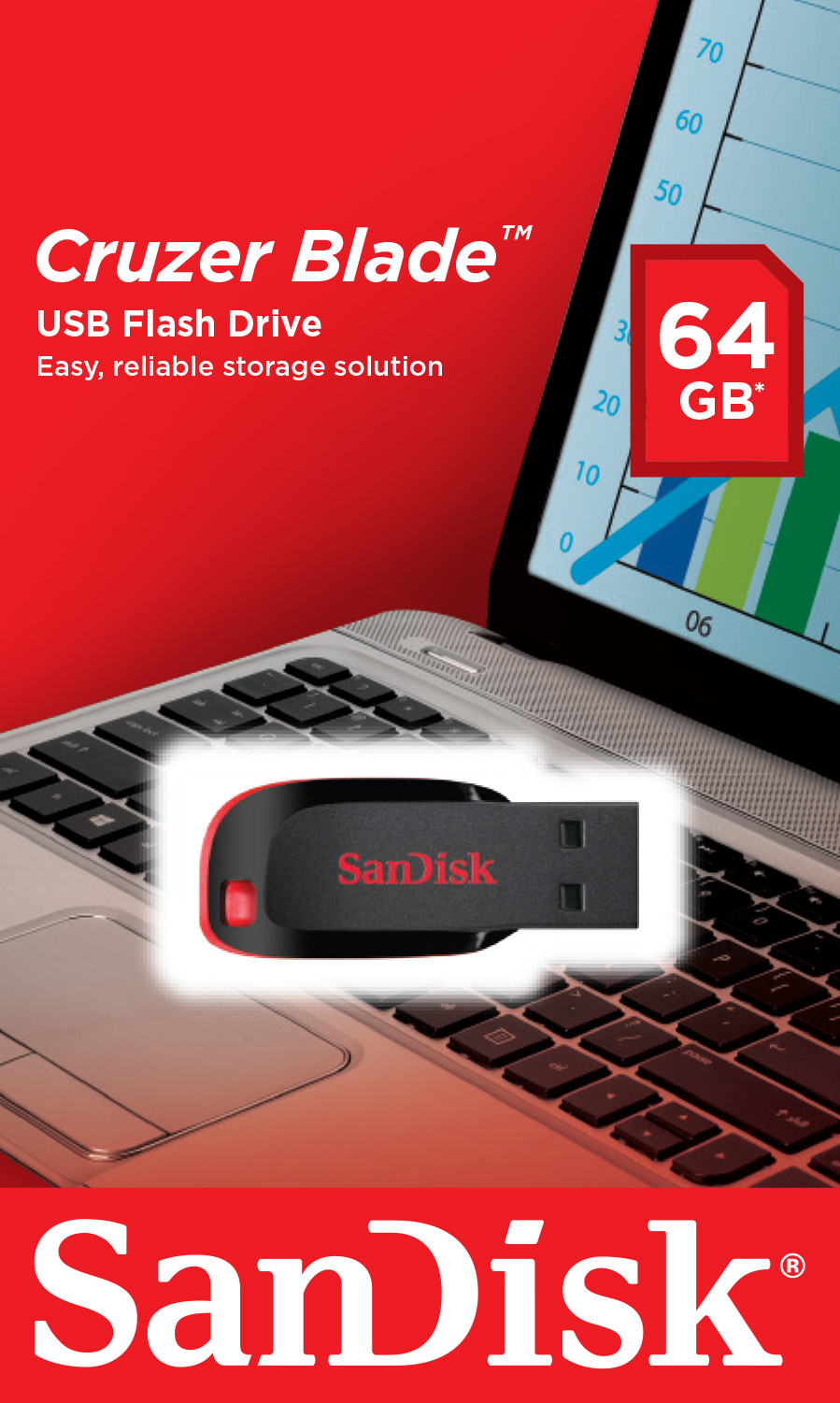23099946_1504553885 SanDisk Cruzer Blade USB flash drive 64 GB USB Type-A 2.0 Black, Red