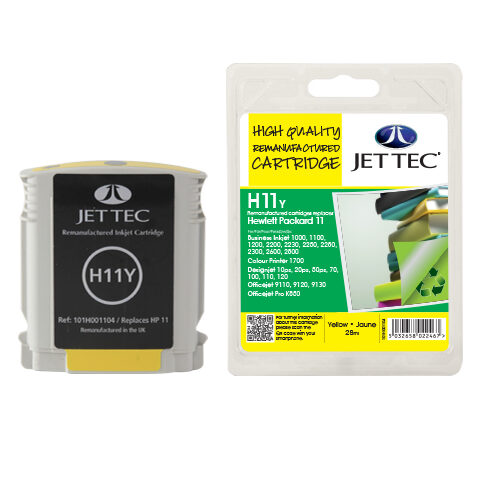 Jet Tec 137H001104/H11Y Ink cartridge yellow 28ml (replaces HP 11) for HP Business InkJet 1000/2200/DesignJet 111