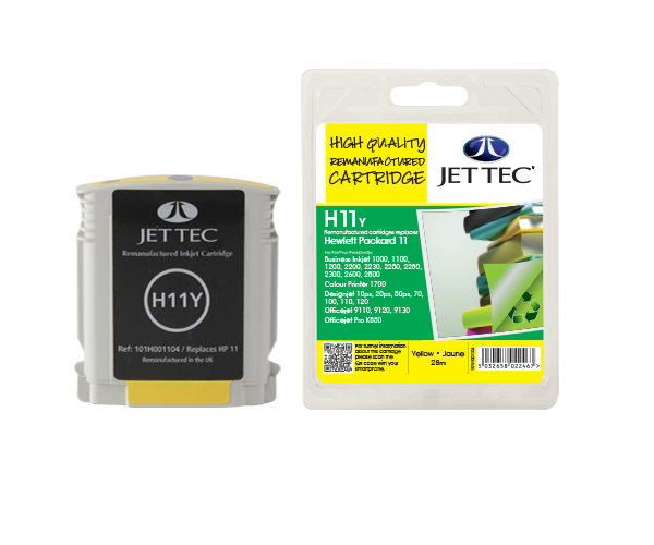 23445858_5231 Jet Tec 137H001104/H11Y Ink cartridge yellow 28ml (replaces HP 11) for HP Business InkJet 1000/2200/DesignJet 111