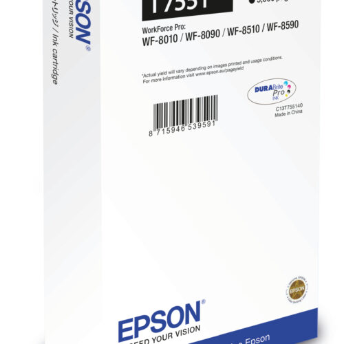 Epson C13T755140/T7551 Ink cartridge black, 5.000 pages 100ml for Epson WF 6530/8090/8510