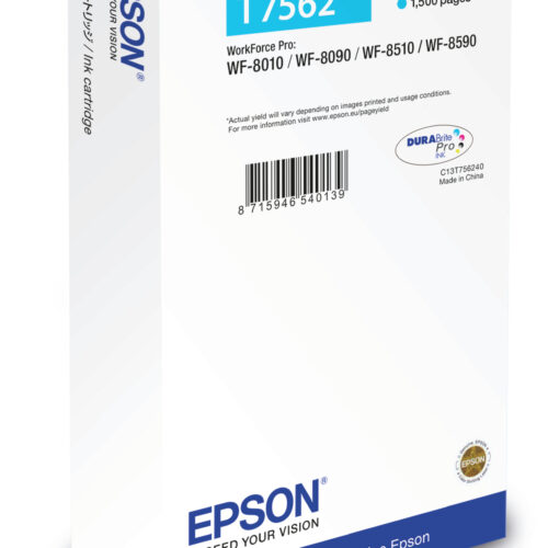 Epson C13T756240/T7562 Ink cartridge cyan, 1.500 pages 14ml for Epson WF 6530/8090/8510