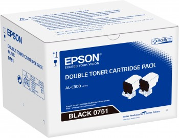 Epson C13S050751/0751 Toner-kit black twin pack, 2x7.300 pages Pack=2 for Epson AL-C 300