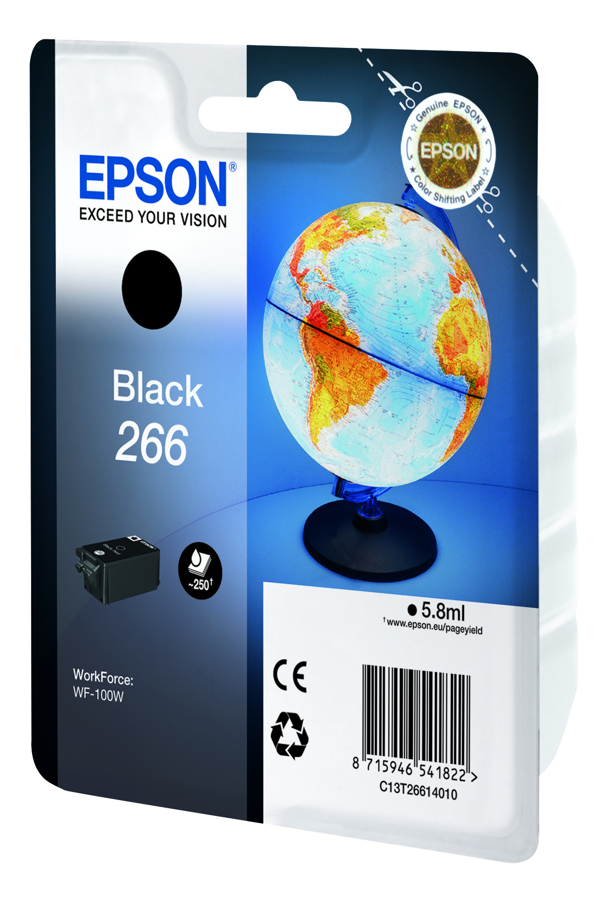 24676117_0262412573 Epson C13T26614010/266 Ink cartridge black, 260 pages 5,8ml for Epson WF-100 W