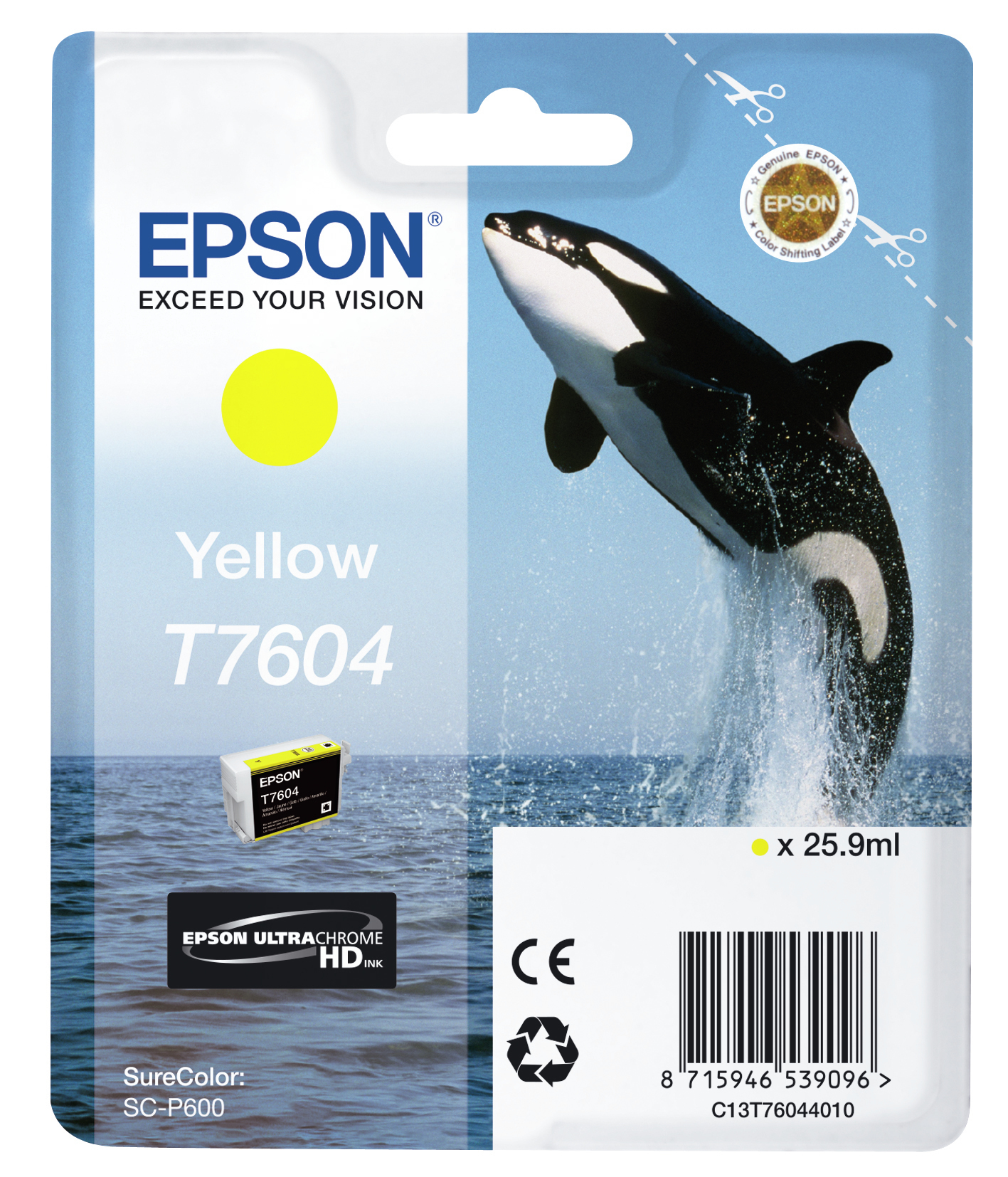 Epson C13T76044010/T7604 Ink cartridge yellow, 2.100 pages 25,9ml for Epson SC-P 600