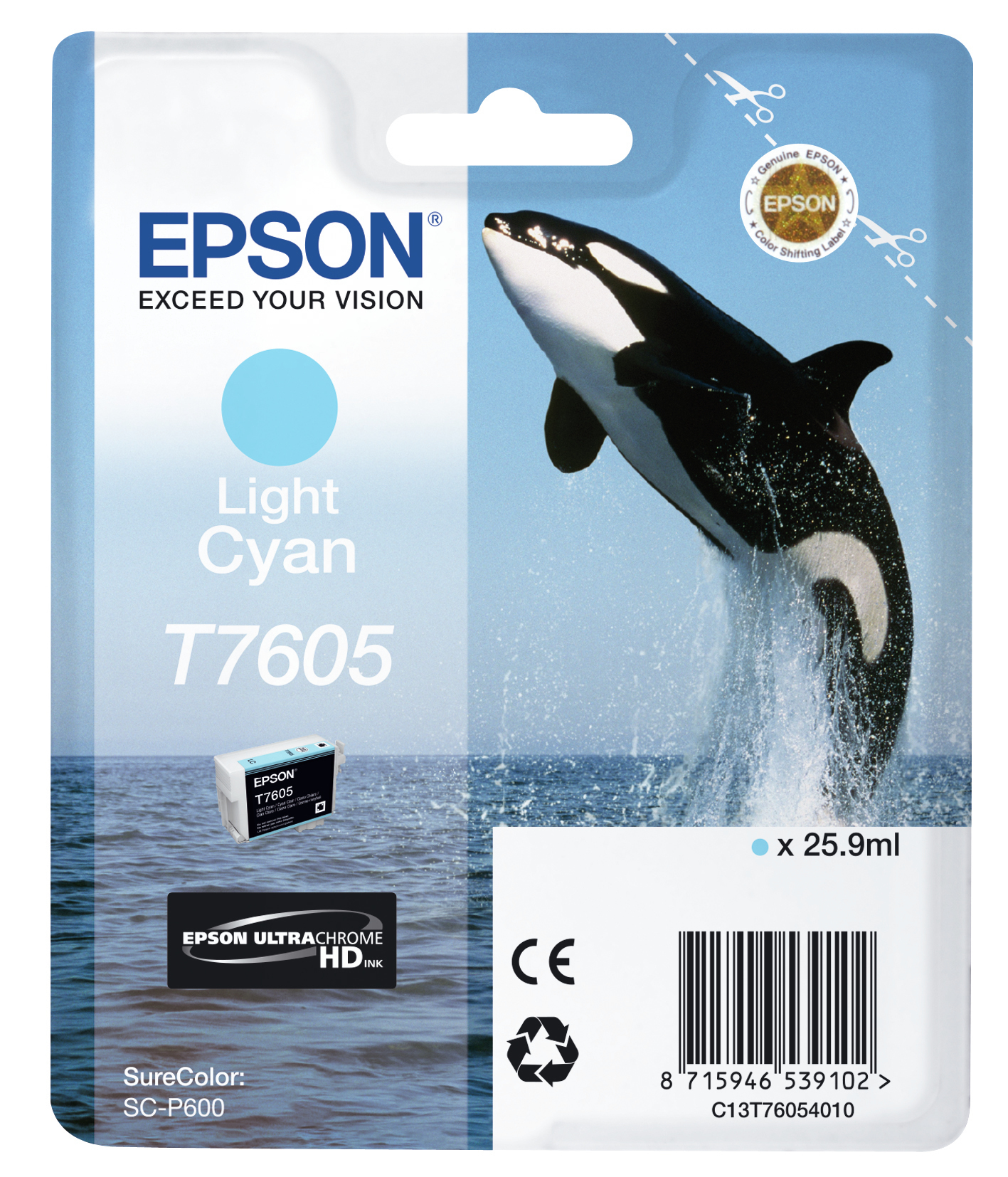 Epson C13T76054010/T7605 Ink cartridge light cyan, 2.400 pages 25,9ml for Epson SC-P 600
