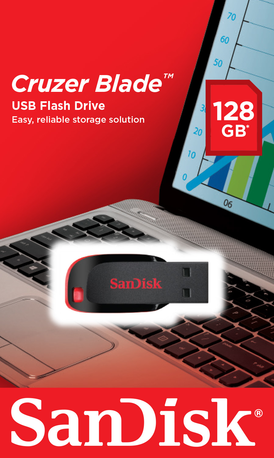 25920897_7872679776 SanDisk Cruzer Blade USB flash drive 128 GB USB Type-A 2.0 Black, Red