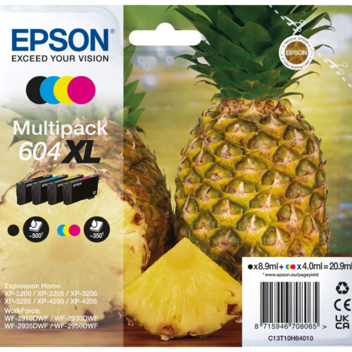 Epson C13T10H64010/604XL Ink cartridge multi pack Bk,C,M,Y high-capacity 500pg + 3x350pg Pack=4 for Epson XP-2200