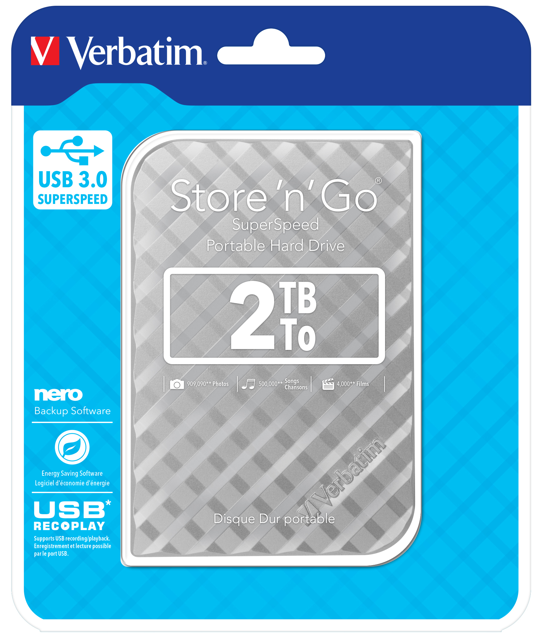 Verbatim Store ´n´ Go USB 3.0 Hard Drive 2TB Silver