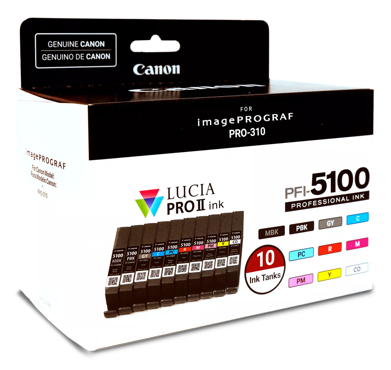 289efc9920694ac373d6ce5693f9eb45c0dbc26a Canon 6951C009/PFI-5100 Ink cartridge multi pack MBK,PBK,C,M,Y,PC,PM,R,GY,CO Pack=10 for Canon IPF PRO-310