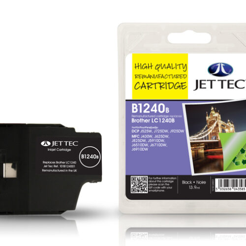 Jet Tec 137B124001/B1240B Ink cartridge black 13,9ml (replaces Brother LC1240BK) for Brother DCP-J 525/MFC-J 6510