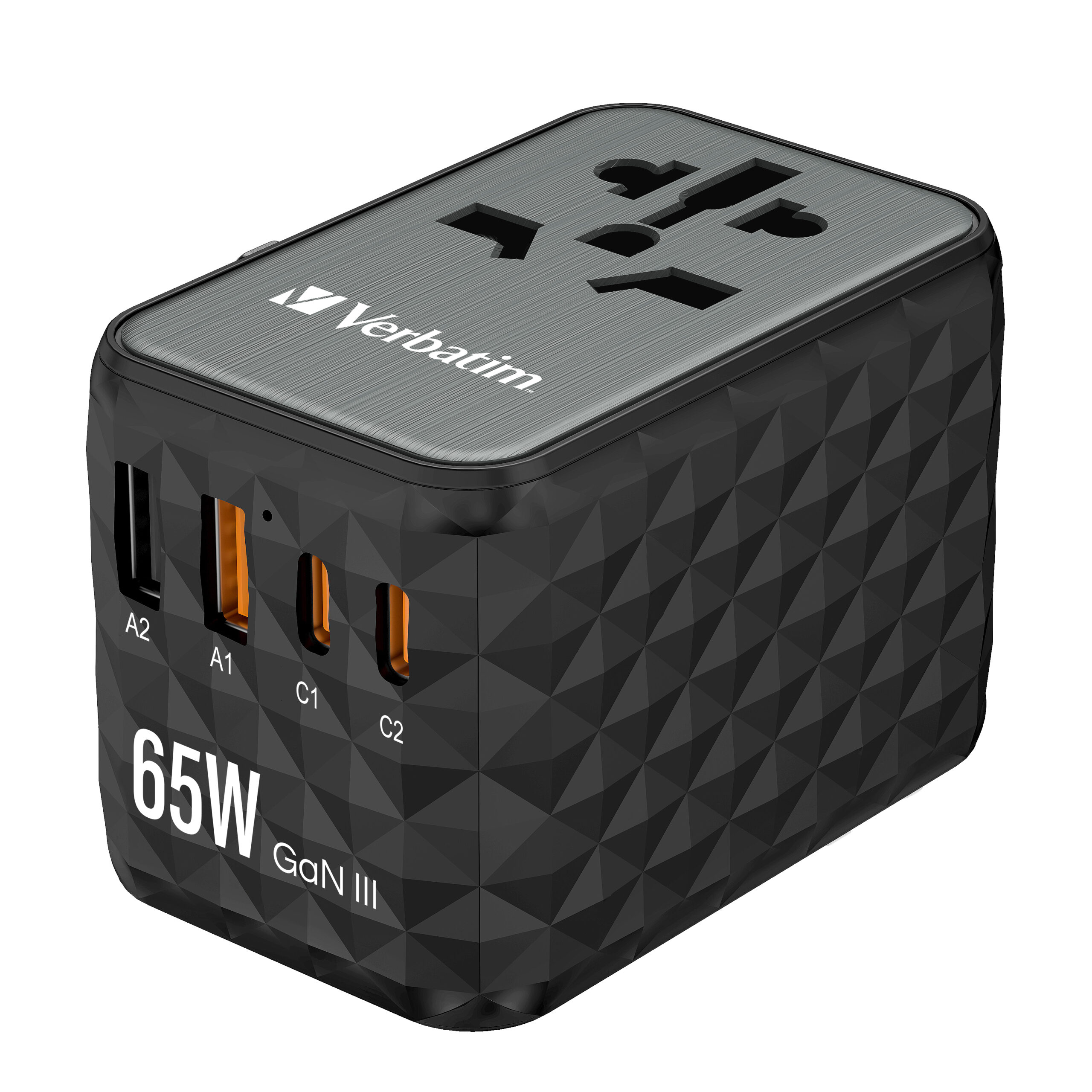 2acb560e6331f08e6537910298443807 Verbatim UTA-05 65W GaN III Universal Travel Adapter with 2 x USB-C PD & QC 4+ & 2 x USB-A ports