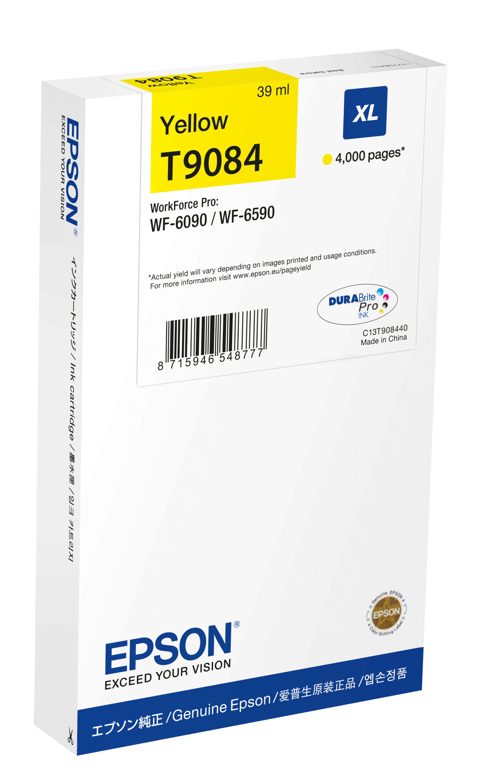 Epson C13T908440/T9084 Ink cartridge yellow XL, 4.000 pages 39ml for Epson WF 6090