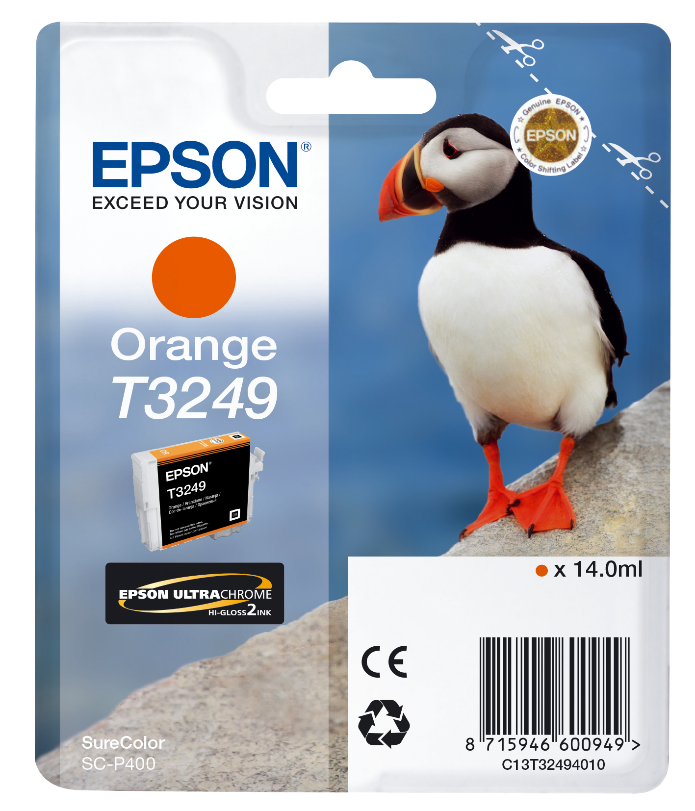 30153655_4764455022 Epson C13T32494010/T3249 Ink cartridge orange, 980 pages 14ml for Epson SC-P 400