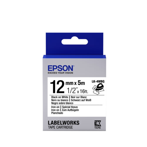 Epson C53S654024/LK-4WBQ DirectLabel-etikettes black on white 12mm x 5m for Epson LabelWorks 4-18mm/36mm/6-12mm/6-18mm/6-24mm