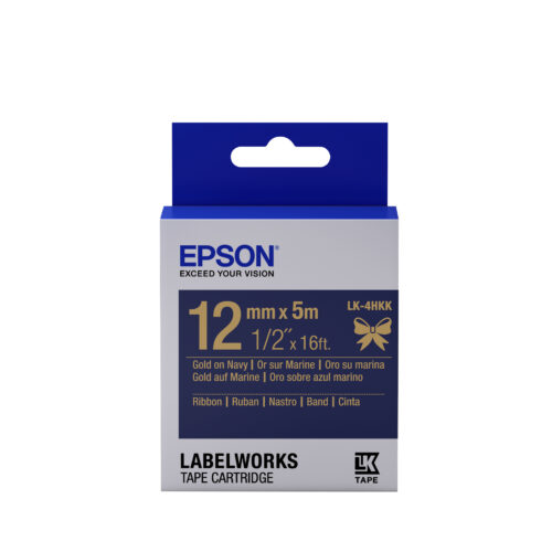 Epson C53S654002/LK-4HKK Ribbon gold on Navy blue 12mm x 5m for Epson LabelWorks LW-C 410/4-36mm/6-12mm/6-18mm/6-24mm