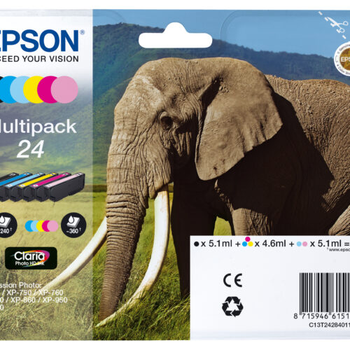 Epson C13T24284011/24 Ink cartridge multi pack Bk,C,M,Y,LC,LM, 6x360 pages 1x240pg + 5x360pg, 1x5.1ml + 5x4.6ml Pack=6 for Epson XP 750