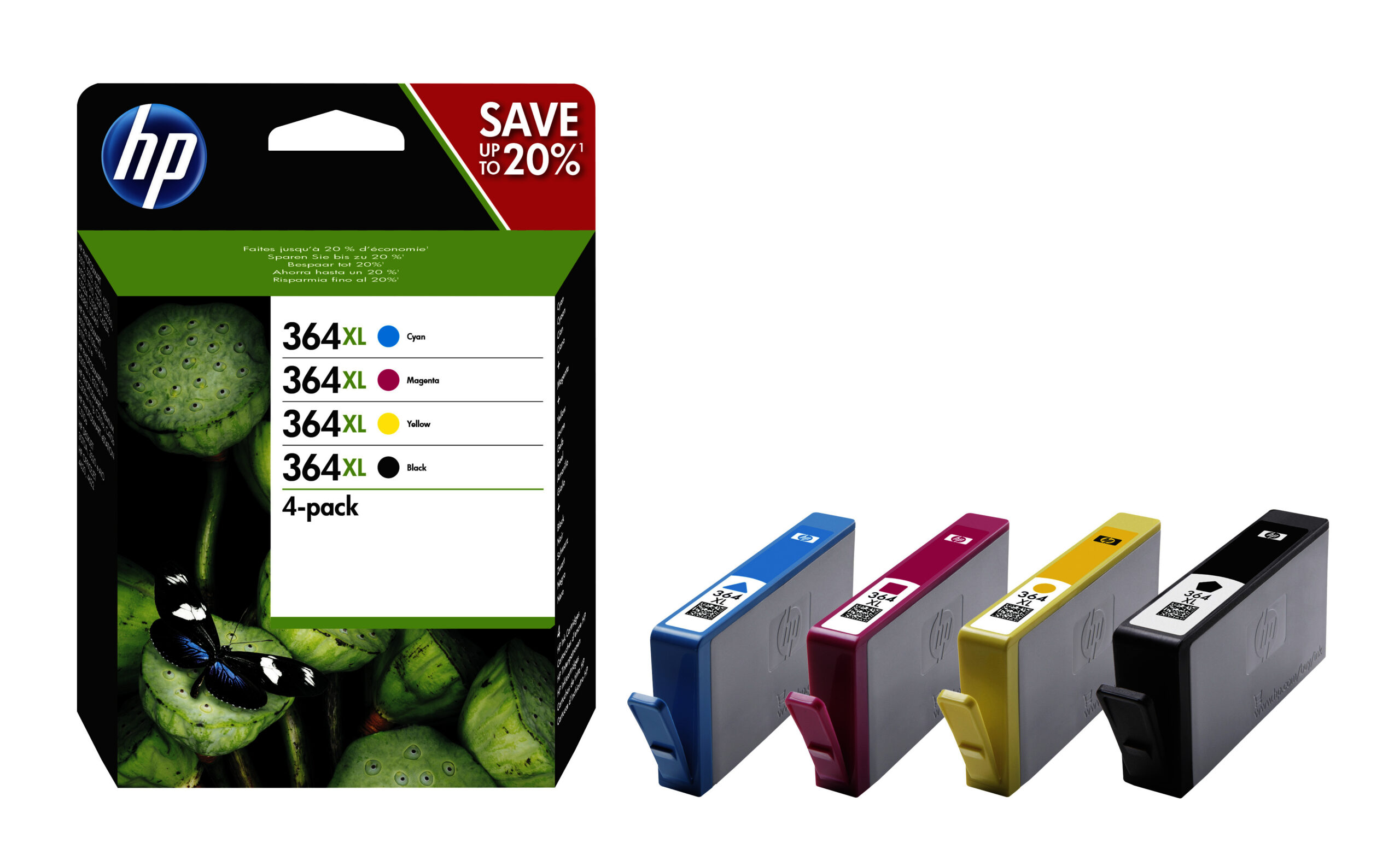 30636815_4784939723 HP N9J74AE/364XL Ink cartridge multi pack Bk,C,M,Y high-capacity 1x 550pg + 3x 750pg Pack=4 for HP PhotoSmart B 110/C 309/D 5460/Plus/Premium