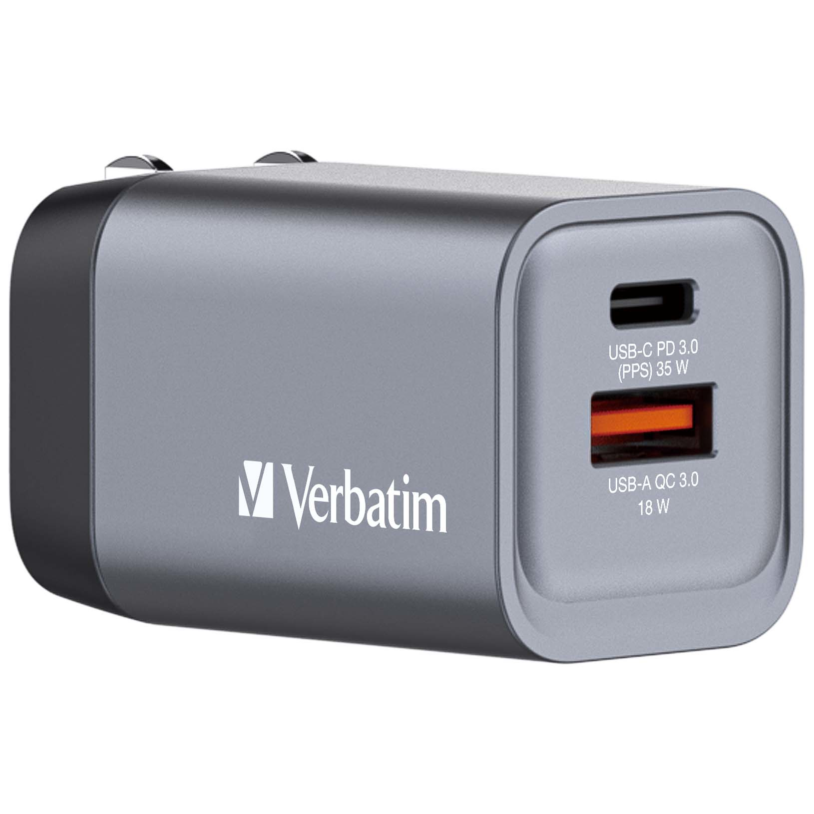 31c201d459add3f24621a598ddd3aa42 Verbatim GNC-35 GaN Charger 35W with 1 x USB-C PD 35W / 1 x USB-A QC 3.0 (EU/UK/US)