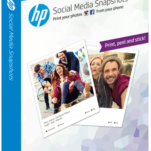 HP Social Media Snapshots Removable Sticky Photo Paper-25 sht/10 x 13 cm White Semi-gloss