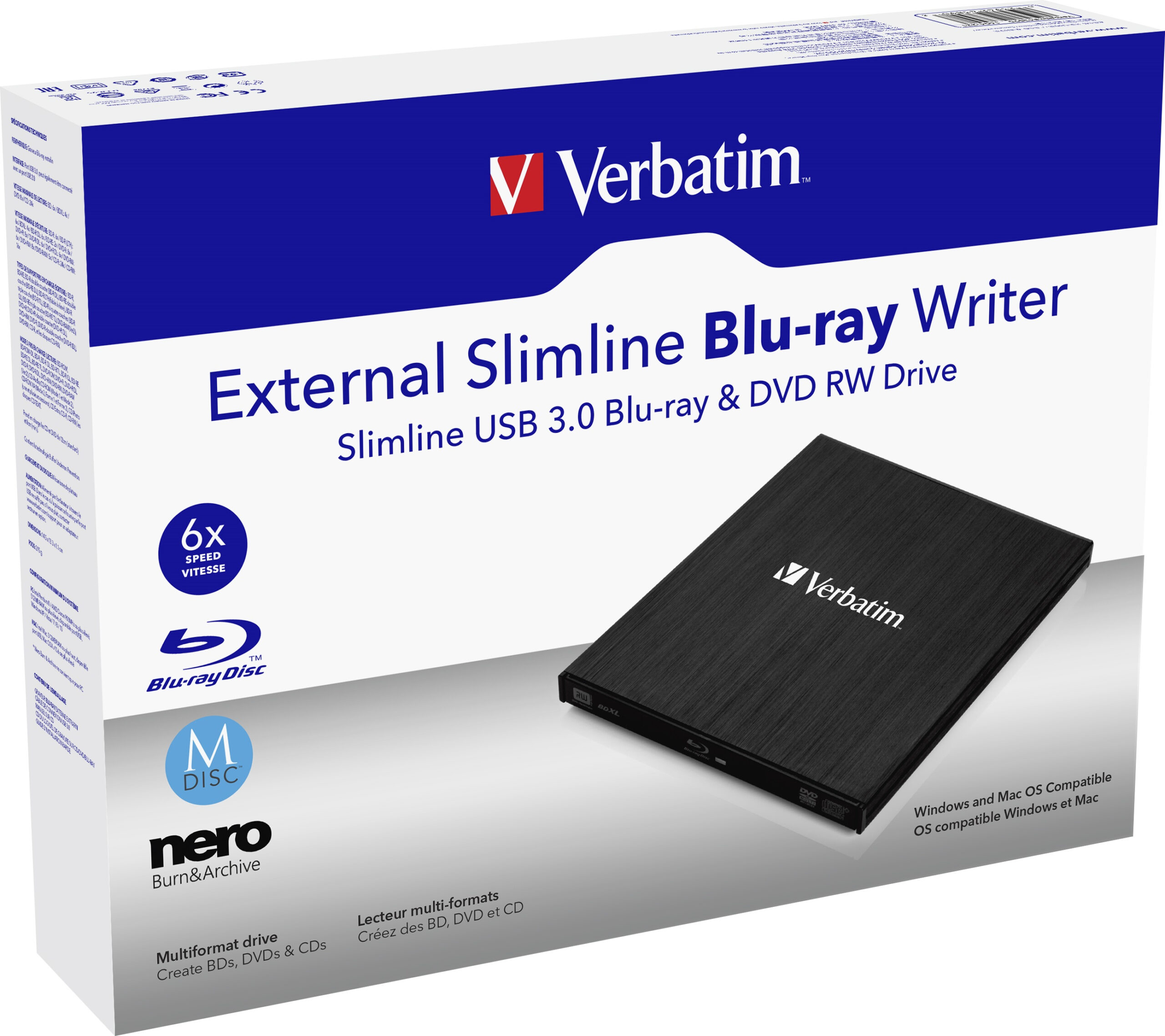32158352_1057326483 Verbatim External Slimline optical disc drive Blu-Ray RW Black