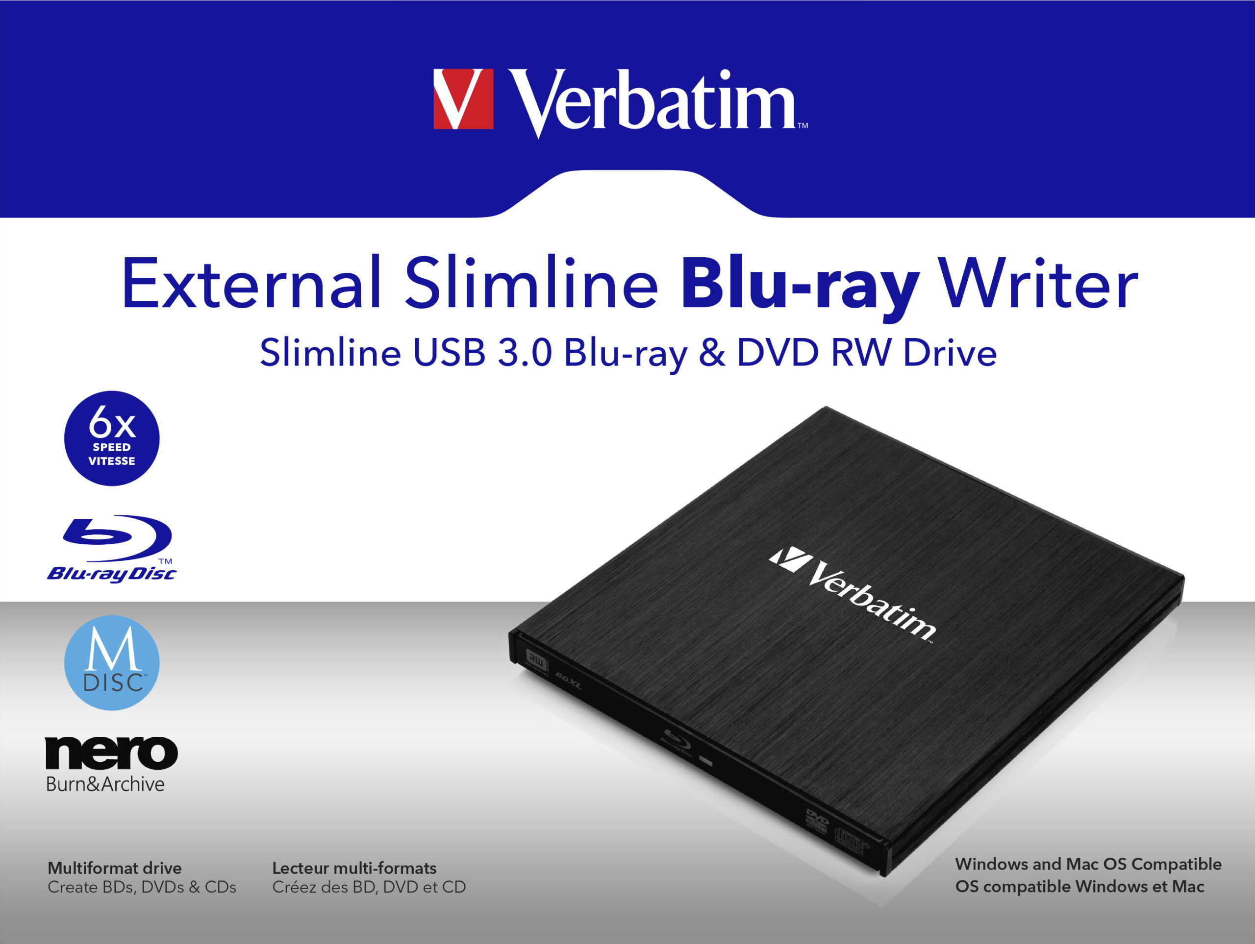 32158352_5389883113 Verbatim External Slimline optical disc drive Blu-Ray RW Black