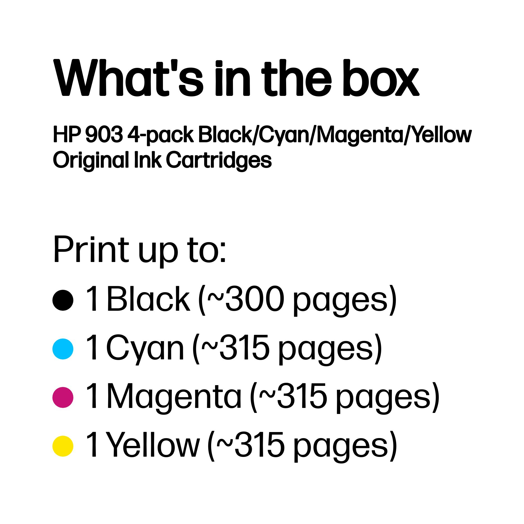 33512ef23cb2cda5897ddce9e7621f7d022c0981 HP 6ZC73AE/903 Ink cartridge multi pack Bk,C,M,Y 12.4ml + 3x4.5ml Pack=4 for HP OfficeJet Pro 6860/6950