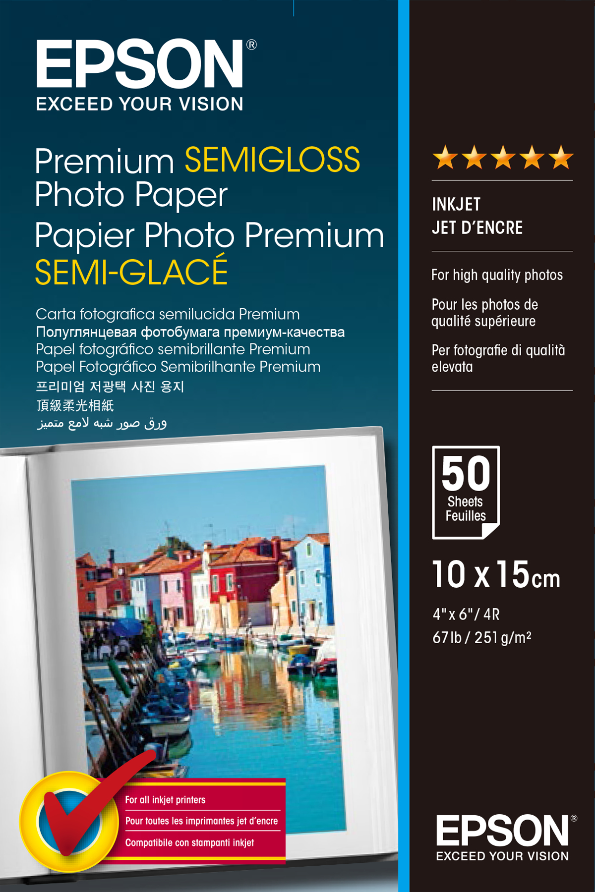 Epson C13S041765 Premium Semigloss Photo Paper 50 sheet 10x15 cm 251g/m² for InkJet