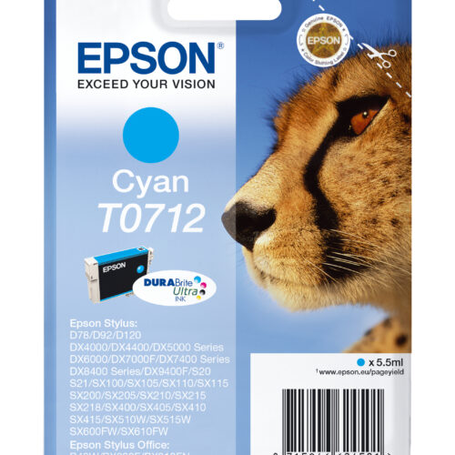 33622388_0679932460 Epson C13T07124012/T0712 Ink cartridge cyan, 345 pages ISO/IEC 19752 5,5ml for Epson Stylus BX 310/600/D 120/D 78/S 20