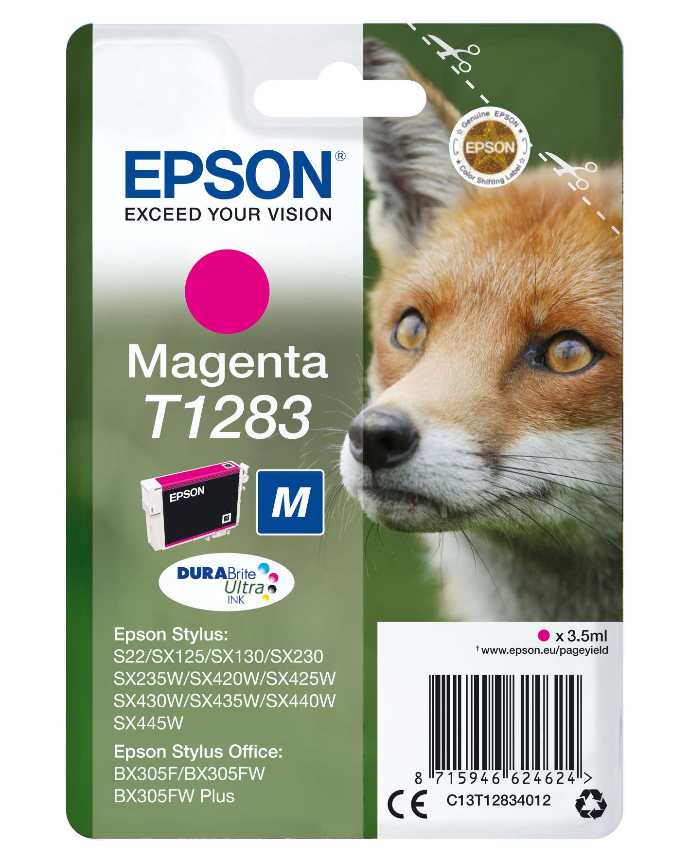 33622400_1825035071 Epson C13T12834012/T1283 Ink cartridge magenta, 140 pages 3,5ml for Epson Stylus S 22/SX 235 W/SX 420/SX 430 W
