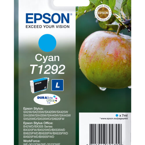 Epson C13T12924012/T1292 Ink cartridge cyan, 460 pages ISO/IEC 19752 7ml for Epson Stylus BX 320/SX 235 W/SX 420/SX 525/WF 3500