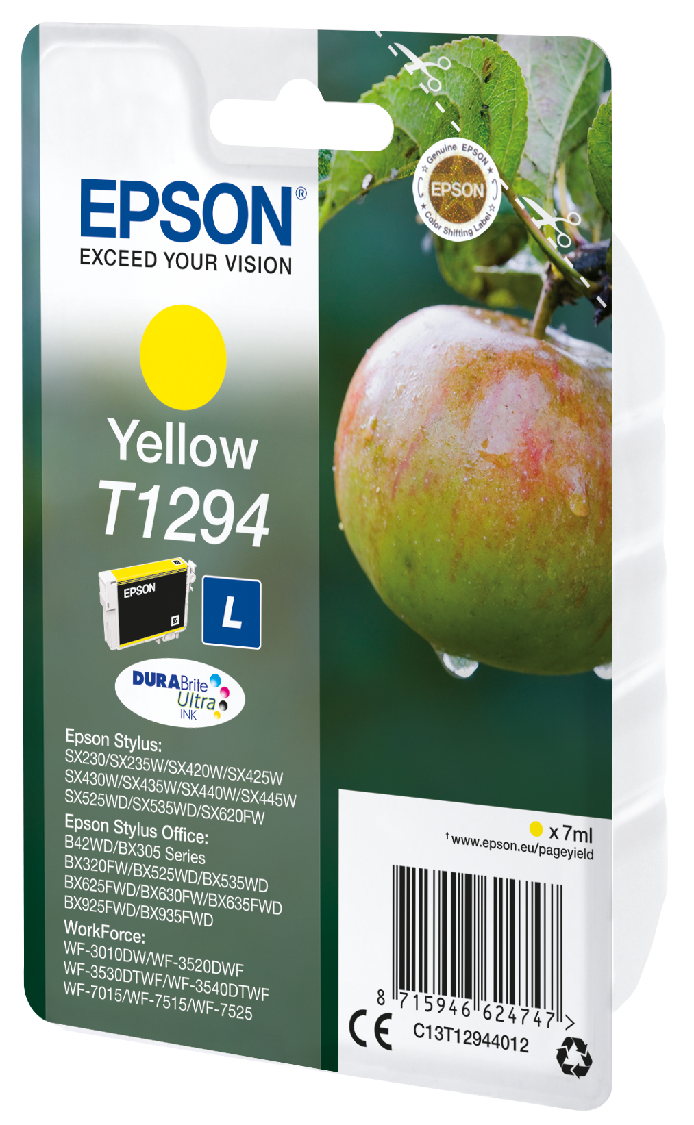 33622412_4805694568 Epson C13T12944012/T1294 Ink cartridge yellow, 515 pages ISO/IEC 19752 7ml for Epson Stylus BX 320/SX 235 W/SX 420/SX 525/WF 3500