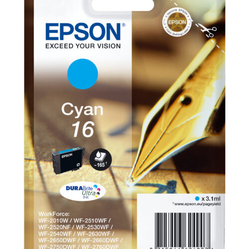 Epson C13T16224012/16 Ink cartridge cyan, 165 pages 3,1ml for Epson WF 2010/2660/2750
