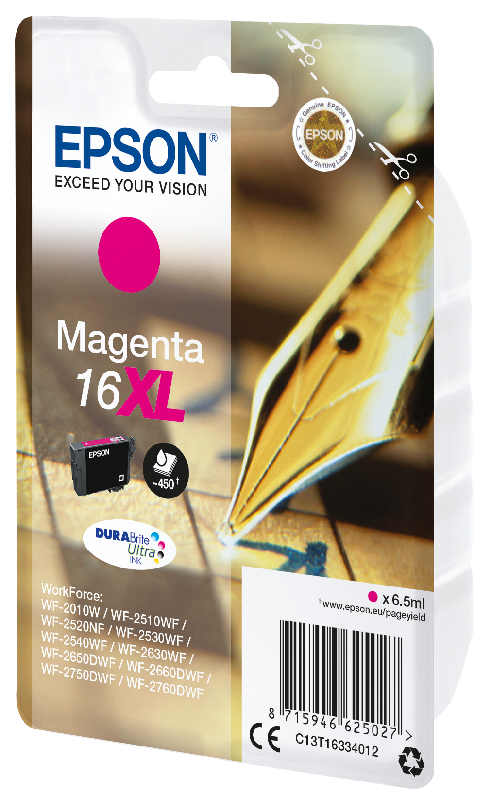 33622440_4639689429 Epson C13T16334012/16XL Ink cartridge magenta high-capacity XL, 450 pages 6,5ml for Epson WF 2010/2660/2750