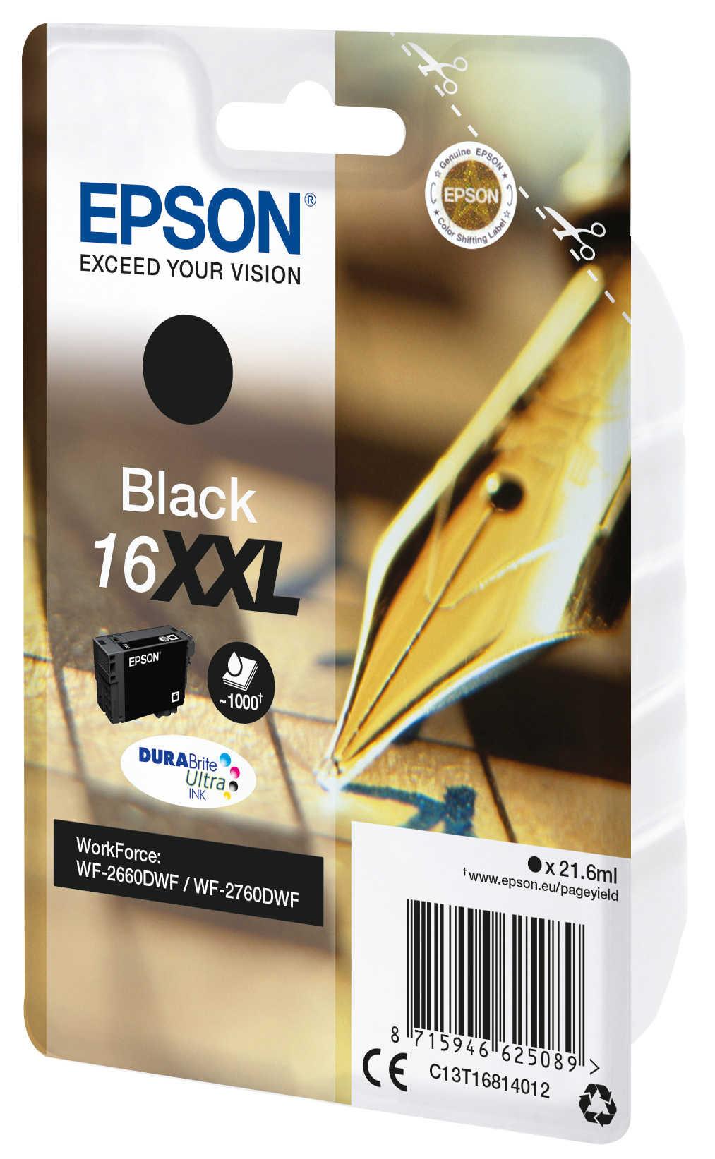 33622446_9350242272 Epson C13T16814012/16XXL Ink cartridge black extra High-Capacity, 1.000 pages ISO/IEC 24711 21.6ml for Epson WF 2660