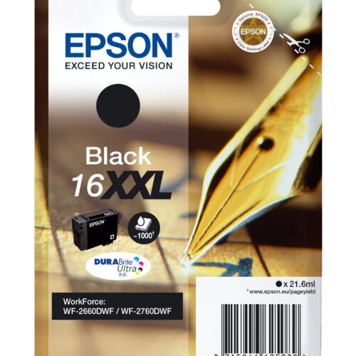 Epson C13T16814012/16XXL Ink cartridge black extra High-Capacity, 1.000 pages ISO/IEC 24711 21.6ml for Epson WF 2660