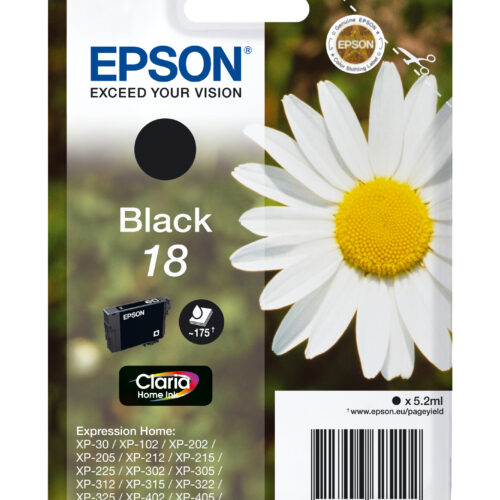 Epson C13T18014012/18 Ink cartridge black, 175 pages 5ml for Epson XP 30