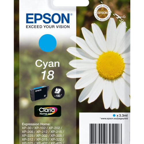 Epson C13T18024012/18 Ink cartridge cyan, 180 pages 3ml for Epson XP 30