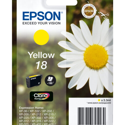 Epson C13T18044012/18 Ink cartridge yellow, 180 pages 3ml for Epson XP 30