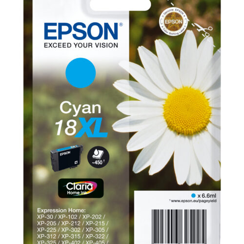 Epson C13T18124012/18XL Ink cartridge cyan high-capacity, 450 pages 6,6ml for Epson XP 30